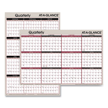 AT-A-GLANCE® Vertical-horizontal Erasable Quarterly-monthly Wall Planner, 24 X 36, White-black-red Sheets, 12-month (jan To Dec): 2022 freeshipping - TVN Wholesale